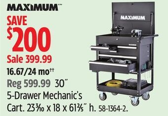 Canadian Tire Maximum 5-drawer mechanic's cart offer