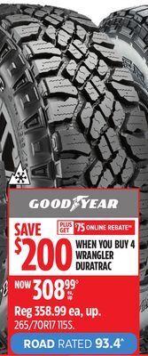 Canadian Tire Good year wrangler duratrac tire offer