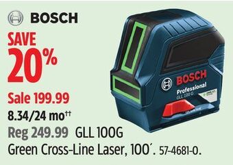 Canadian Tire Bosch gll 100g green cross-line laser, 100' offer