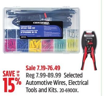 Canadian Tire Selected automotive wires, electrical tools and kits offer