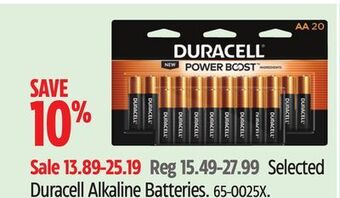 Canadian Tire Selected duracell alkaline batteries offer