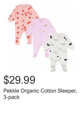 Costco Pekkle organic cotton sleeper, 3-pack offer