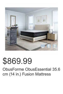 Costco Obusforme obusessential 35.6 cm (14 in.) fusion mattress offer