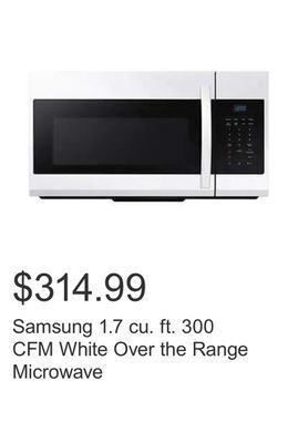 Costco Samsung 1.7 cu. ft. 300 cfm white over the range microwave offer