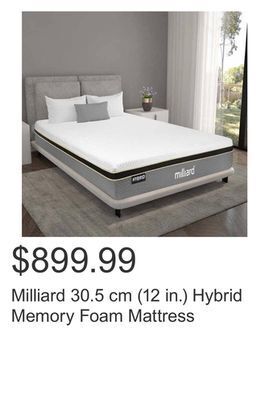 Costco Milliard 30.5 cm (12 in.) hybrid memory foam mattress offer