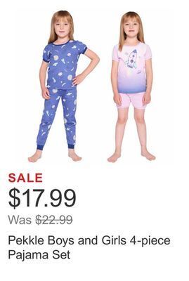 Costco Pekkle boys and girls 4-piece pajama set offer