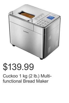 Costco Cuckoo 1 kg (2 lb.) multi-functional bread maker offer