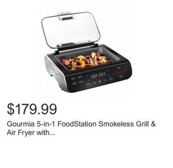 Costco Gourmia 5-in-1 foodstation smokeless grill & air fryer with integrated temperature probe offer