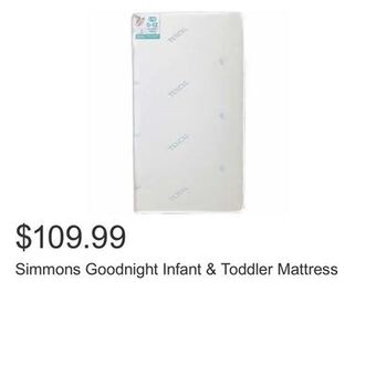 Costco Simmons goodnight infant & toddler mattress offer