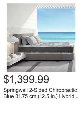 Costco Springwall 2-sided chiropractic blue 31.75 cm (12.5 in.) hybrid mattress, firm offer