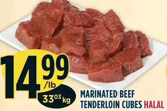 Marché Adonis Marinated beef tenderloin cubes offer