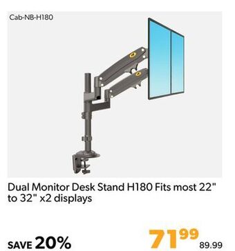 Shopper+ Dual monitor desk stand h180 fits most 22 to 32 x2 displays offer