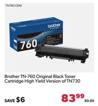 Shopper+ Brother tn-760 original black toner cartridge high yield version of tn730 offer