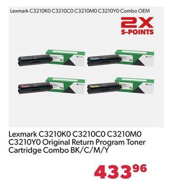 Shopper+ Lexmark c3210k0 c3210c0 c3210m0 c3210y0 original return program toner cartridge combo bk/c/m/y offer