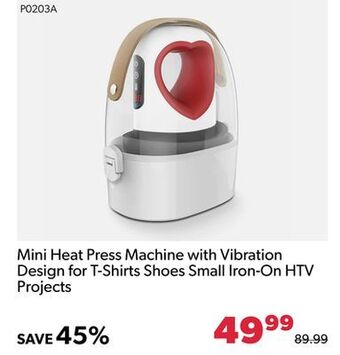 Shopper+ Mini heat press machine with vibration design for t-shirts shoes small iron-on htv projects offer