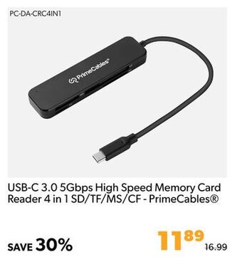 Shopper+ Usb-c 3.0 5gbps high speed memory card reader 4 in 1 sd/tf/ms/cf - primecables offer