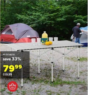 Shopper+ Silver camping/picnic aluminum portable folding table, large 140*70cm - livingbasics offer