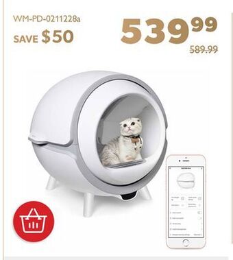 Shopper+ Self-cleaning cat litter box for multiple cats, app remote control, white - womeow offer