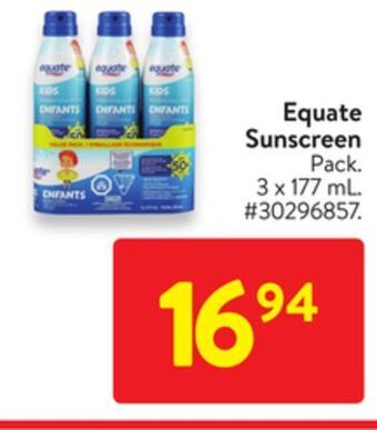 Walmart Equate sunscreen offer