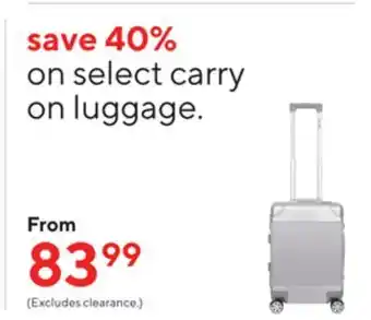 Staples On select carry on luggage offer