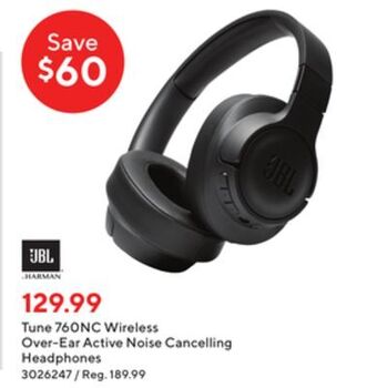 Staples Jbl tune 760nc wireless over-ear active noise cancelling headphones offer