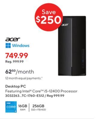 Staples Acer desktop pc offer