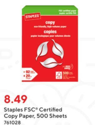 Staples Staples fsc-certified copy paper, 500 sheets offer