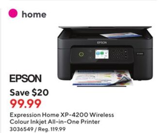 Staples Epson expression home xp-4200 wireless colour inkjet all-in-one printer offer