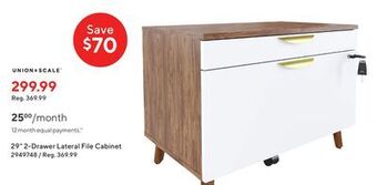 Staples Midmod by union & scale 29 2-drawer lateral file cabinet offer
