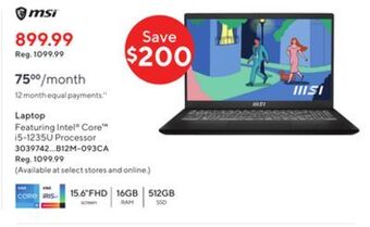 Staples Msi laptop offer