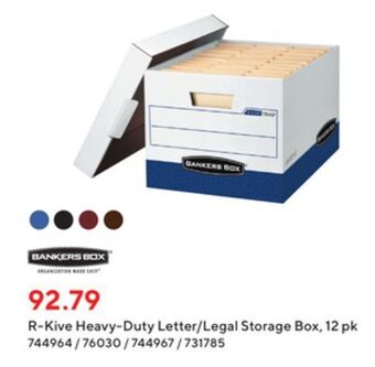 Staples Bankers box r-kive heavy-duty letter/legal storage box - 12 pack offer