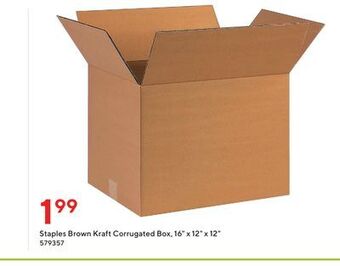 Staples Staples brown kraft corrugated box, 16 x 12 x 12 offer
