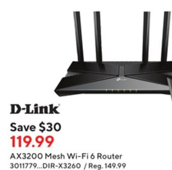 Staples D-link ax3200 mesh wi-fi 6 router offer