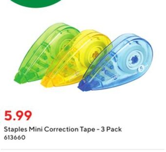 Staples Staples mini correction tape - 3 pack offer