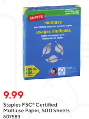Staples Staples fsc-certified multiuse paper, 500 sheets offer