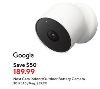 Staples Google nest cam indoor/outdoor battery camera offer