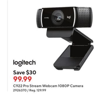 Staples Logitech c922 pro stream webcam 1080p camera offer