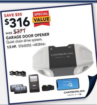 Lowe's Chamberlain garage door opener offer