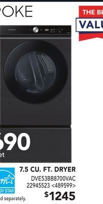 Lowe's Samsung 7.5 cu. ft. dryer offer