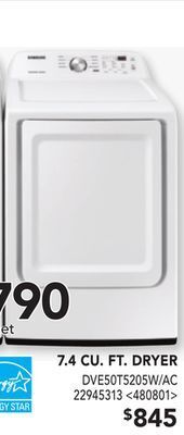 Lowe's Samsung 7.4 cu. ft. dryer offer