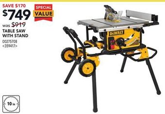 Lowe's Dewalt table saw with stand offer