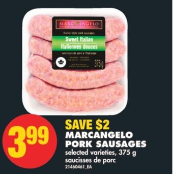 No Frills Marcangelo pork sausages, 375 g offer
