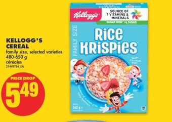 No Frills Kellogg's cereal, 480-650 g offer