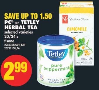 No Frills Pc® or tetley herbal tea, 20/24's offer