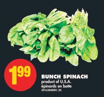 No Frills Bunch spinach offer