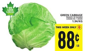 Food Basics Green cabbage offer