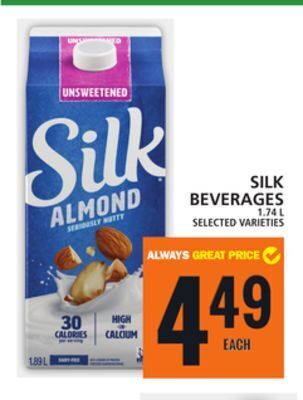 Food Basics Silk beverages offer