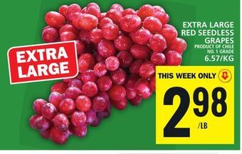 Food Basics Extra large red seedless grapes offer