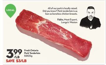 Longo's Fresh ontario pork tenderloin offer