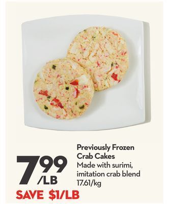 Longo's Previously frozen crab cakes offer